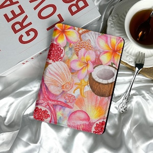Tropical Ocean Blossom Kobo/Kindle Paperwhite Case,Paperwhite 12th 7‘’ 11th 6.8‘’,Kindle 2024 Colorsoft, Kobo Cover,Kindle Oasis,Clear Back