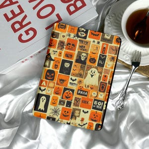 Halloween Patchwork Kindle Paperwhite Case, Custom Kindle Colorsoft Cover, Kobo Clara Case, Kindle Oasis Case, Fits 6” 6.8” 10th 11th