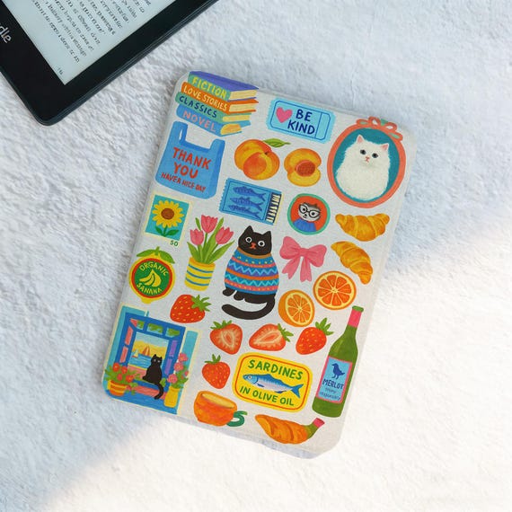 Matches Wine Collage Kindle Case, Kobo Clara Libra, Auto Wake Sleep Cover
