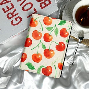 Cute Cherry Kindle Case - Fits All Kindle Models Including Paperwhite 11th Gen - Auto Sleep/Wake Soft Case - Personalized Gift for Her