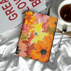 Tropical Bloom Kobo/Kindle Paperwhite Case, Paperwhite 12th 7‘’ 11th 6.8‘’，Kindle 2024 Colorsoft, Kobo Cover, Kindle Oasis, Clear Back