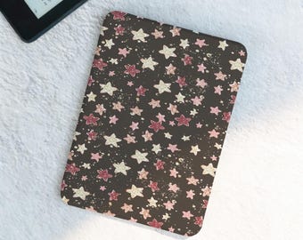 Funda para Kindle Paperwhite con estampado de estrellas, parte trasera transparente desmontable y correa de mano, funda para Kobo Clara, funda estética para lector Kobo Libra
