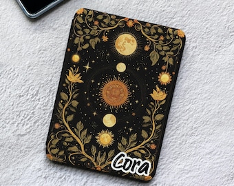 Gift Ready Kindle & Kobo Case for Paperwhite 11 Clara Libra,Auto Wake Sleep Magnetic Detachable Cover, Sun Moon Celestial Art for Book Lover
