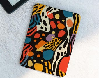 Retro Abstract Colorful Kindle and Kobo Case with Hand Strap E-Reader Cover for 2024 New Kindle Paperwhite 12th Gen Gift Idea