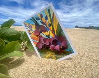 Tropical Floral Postcard: Bright Painted Hawaii Flowers
