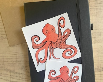 Illustrated Octopus Sticker: Nautical Ocean Animal Vinyl Decal