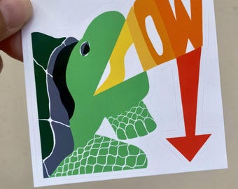 Pegatina de tortuga divertida "Slow Down" / Calcomanía de animalito / Pegatina de vinilo Slow Life / Pegatina para agenda o portátil