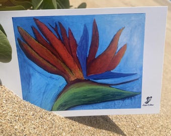Bird of Paradise Postcard: Tropical Flower Mini Art Print