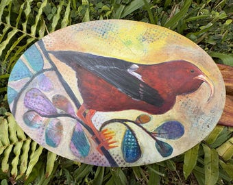 Hawaiian ʻIʻiwi Honeycreeper Art • Bird Art Decor • Native Forest Bird Artwork