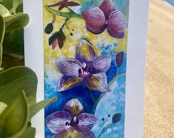 Bright Orchid Postcard: Tropical Floral Mini Art, Hawaii-Inspired