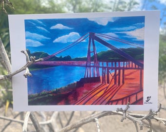 Hanapepe Swinging Bridge Postcard: Kauai Hawaii Art Print