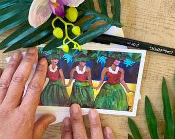Hula Dancers Postcard: Hawaiian Art Print, Island Culture