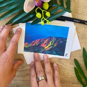 Cartolina della valle di Kalalau: paesaggio di Kauai, Hawaii, cartolina artistica della costa di Nā Pali, mini stampa della natura tropicale, cartolina con vista panoramica dell'isola
