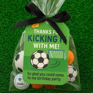 Soccer Birthday Favor Tags – “Thanks for Kicking It with Me!” Printable Party Labels for Kids – Instant Download