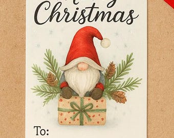 Santa Gnome Christmas Gift Tags | Printable Holiday Favor Labels ...
