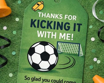 Soccer Birthday Favor Tags, Sports Party Thank You (Digital Download)