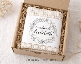 Etiqueta imprimible para envolver paños de cocina, banda de embalaje rústica (archivo digital JPG)