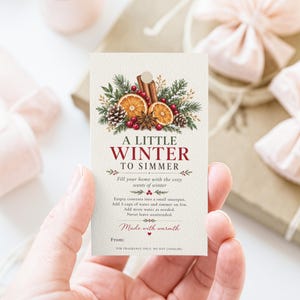 Winter Simmer Pot Gift Tag Printable, A Little Winter to Simmer, Christmas Stovetop Potpourri Label, JPG Digital Download