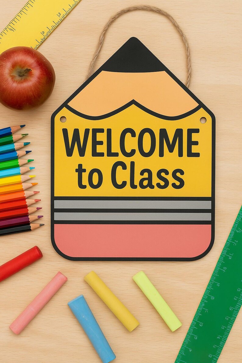 Welcome to Class Door Sign – Printable Pencil-shaped Classroom Wall ...