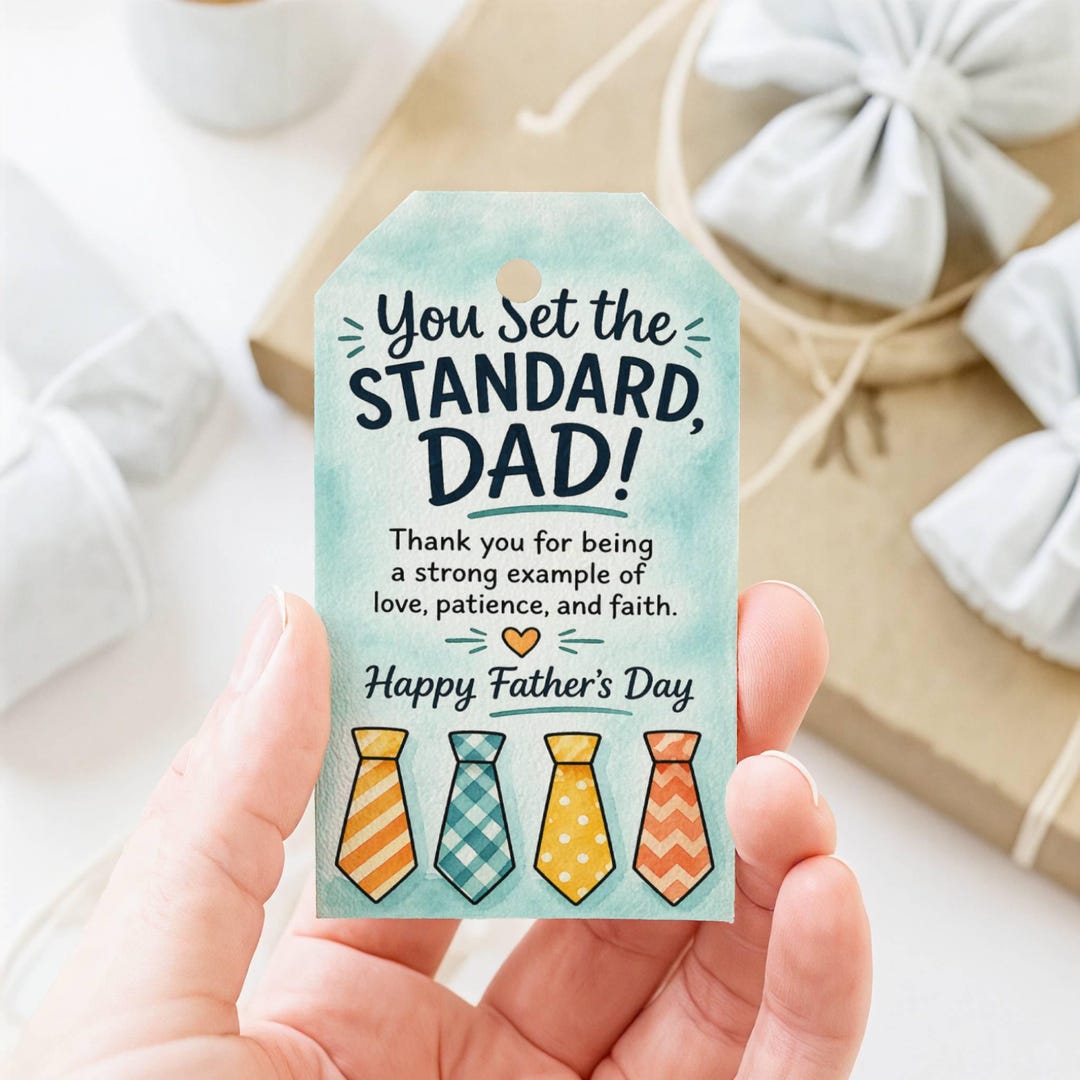 Father’s Day Gift Tags Printable, You Set the Standard Dad Tag, Tie Tag ...
