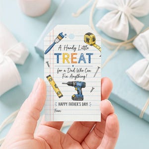 Etiqueta imprimible para herramientas del Día del Padre, etiqueta de regalo para papá manitas, etiqueta para papá que lo arregla todo, etiqueta de regalo para caja de herramientas DIY (descarga instantánea en formato JPG)