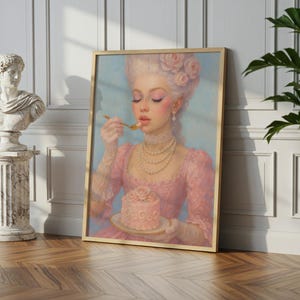 Marie Antoinette Art Print, Vintage Rococo Elegance, Feminist Whimsical Wall Decor, Unique Cake Illustration, Home or Housewarming Gift
