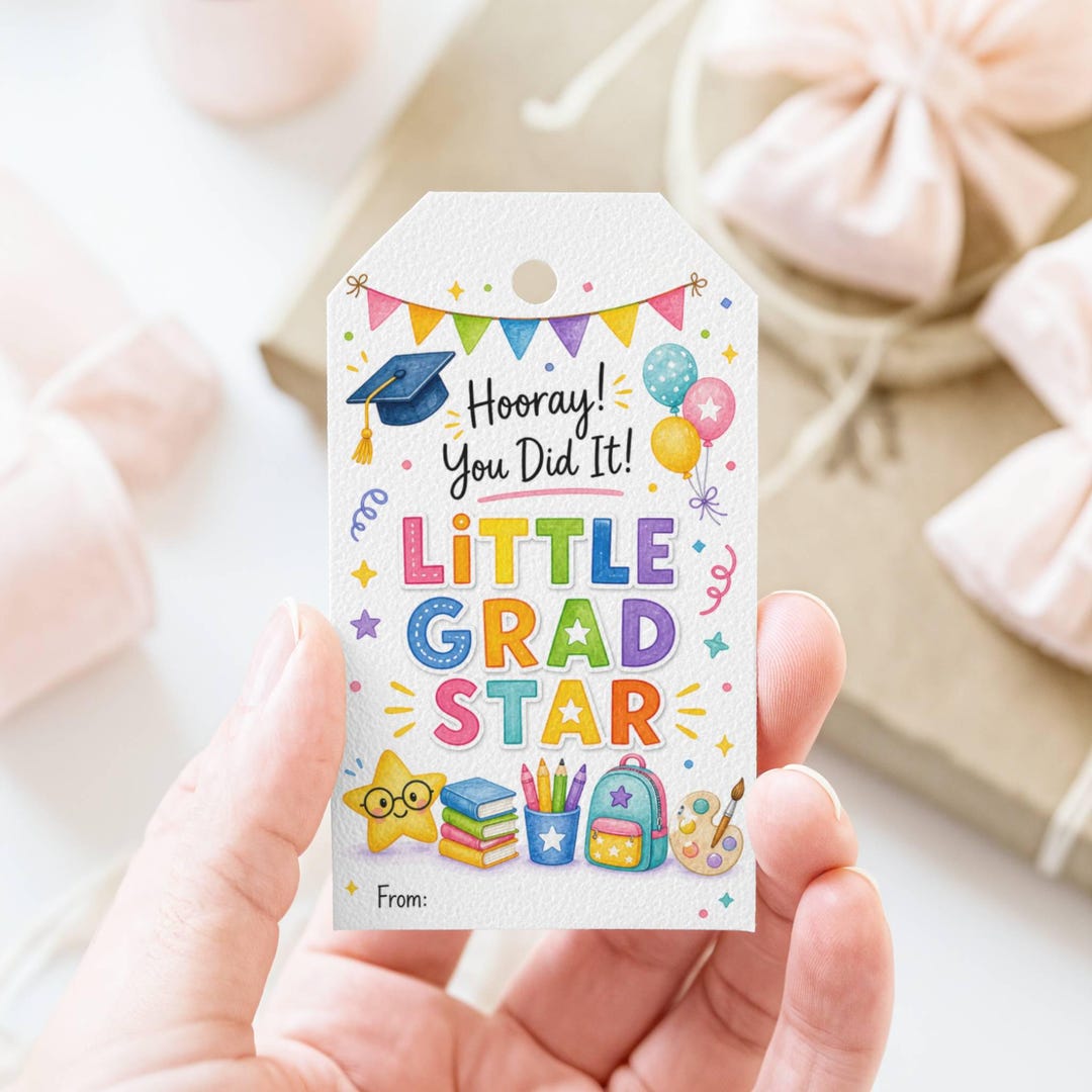 Preschool Graduation Gift Tag Printable, Little Grad Star Tag, Kids ...