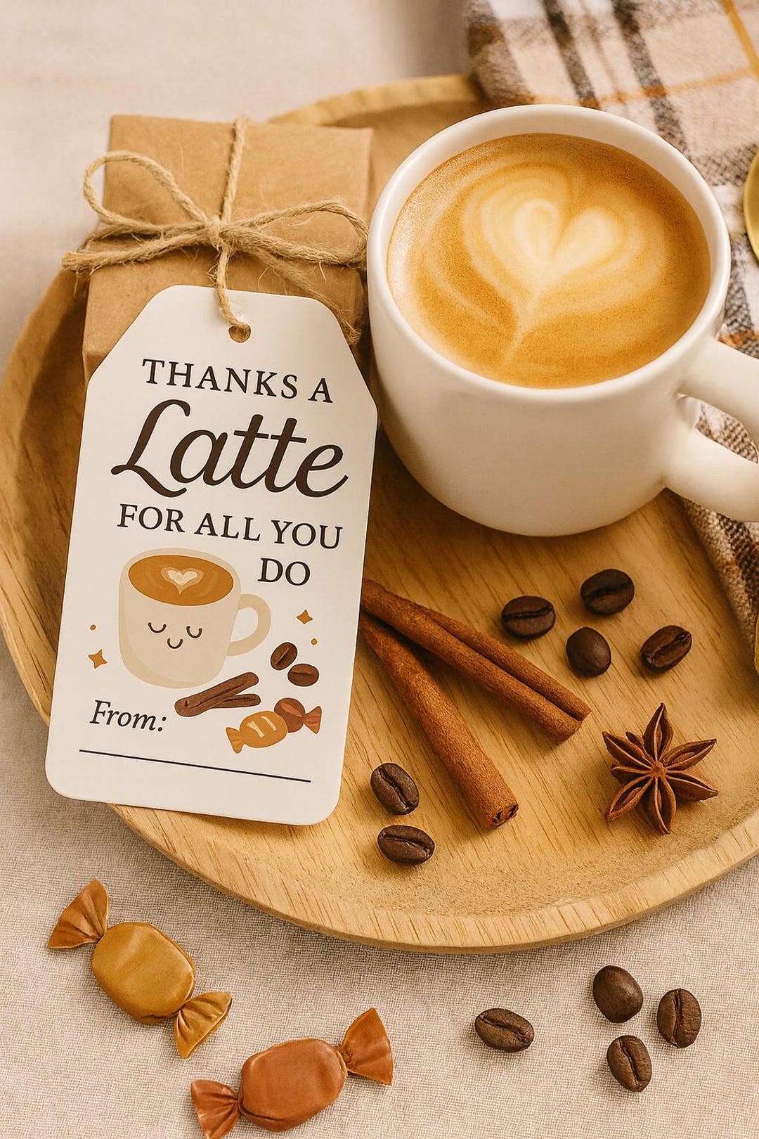 Thanks a Latte Gift Tags, Coffee Appreciation Thank You Notes (JPG ...