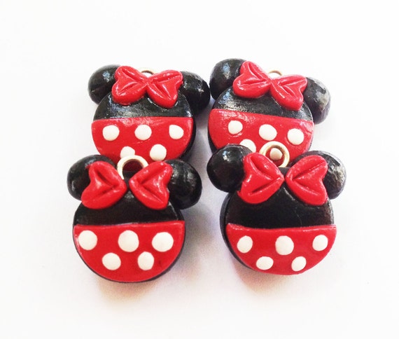 Items similar to Minnie or Mickey charms polymer clay handmade charms ...