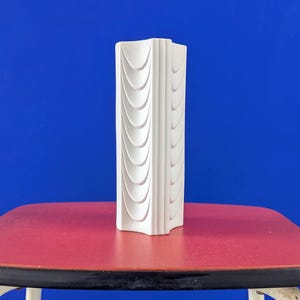 PMR Bavaria Jaeger & Co Vintage Modernist Vase, White Biscuit Porcelain, Germany 1970&#39;s