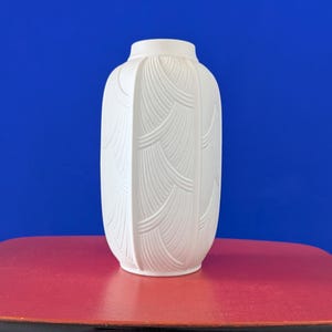 PMR Bavaria Jaeger & Co Vintage Modernist Vase, White Biscuit Porcelain, Germany 1970&#39;s