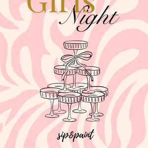 Invitación para una noche de chicas | Plantilla editable en Canva rosa | Descarga digital | Invitación imprimible | Despedida de soltera | Tarjeta para una noche de chicas