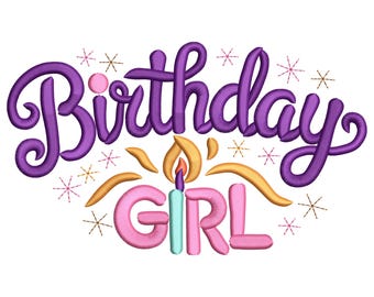 Birthday Girl Embroidery Design, Happy Birthday Design Embroidery File, Birthday Celebration Embroidery Design, Birthday Party Embroidery