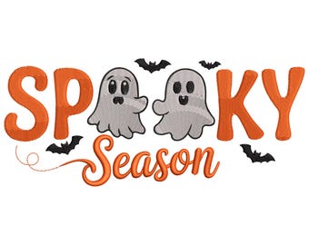 Spooky Season Ghost Embroidery Design: Halloween Scary Boo Machine Embroidery Digital File, Instant Download