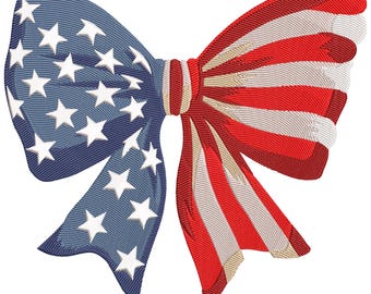 Amerikanische Flagge Schleife Stickdatei, Vaterländische Flagge Maschinenstickdatei, Fourth of Jully Stickdatei - CnD, DsT, ExP, HuS, jEF, PES, VP3