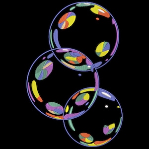 Colorful Soap Bubbles Embroidery Design, Blowing Bubbles Machine Embroidery Files, Cute Rainbow Water Bubbles Embroidery File, Pes, cnd, dgt