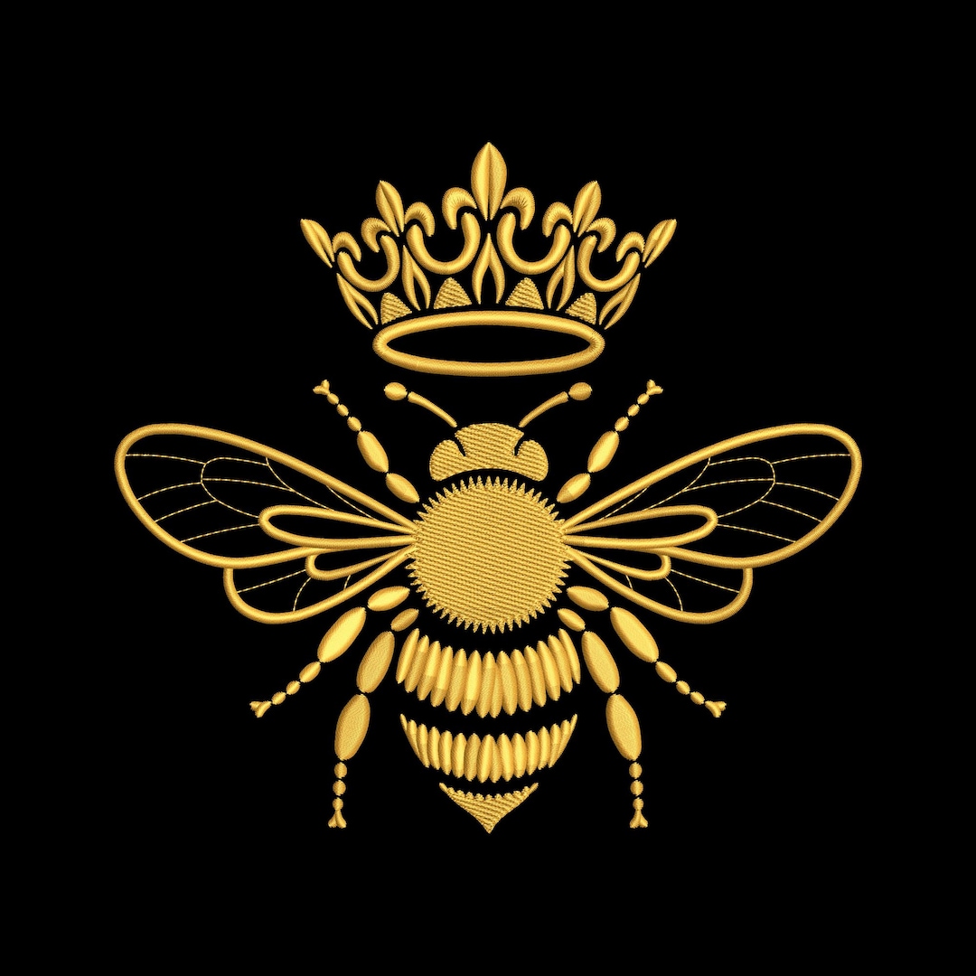 Queen Bee Crown Embroidery Design, Royal Honey Machine Embroidery File ...