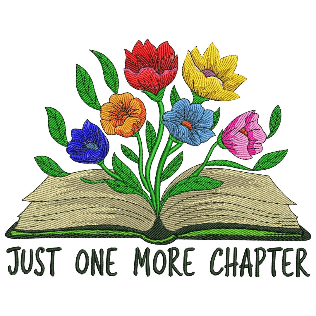 Book Flower Embroidery Design: Read Just One More Chapter Machine ...