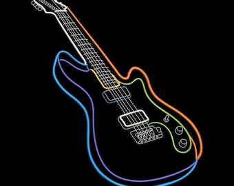Electric Guitar Outline Embroidery Design, Modern Guitar Machine Embroidery File, Instant Download