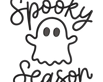 Spooky Season Ghost Embroidery Design, Halloween Boo Machine Embroidery Digital File, Instant Download