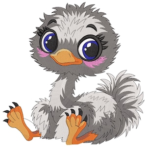 Baby Ostrich Embroidery Design, Birds Set Machine Embroidery Design, Ostrich Birds Embroidery File, Machine Embroidery Design Pes, cnd, HUS