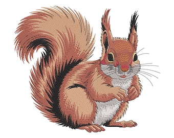 Baby Squirrel Embroidery Design, Woodland Animal Machine Embroidery File, Forest Squirrel Embroidery Pattern, Instant Download