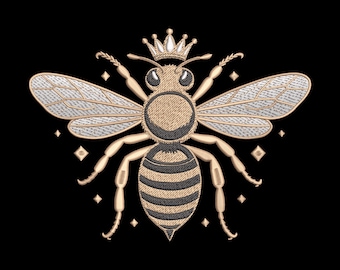 Queen Bee Embroidery Design, Royal Honey Bee Machine Embroidery File, Instant Download