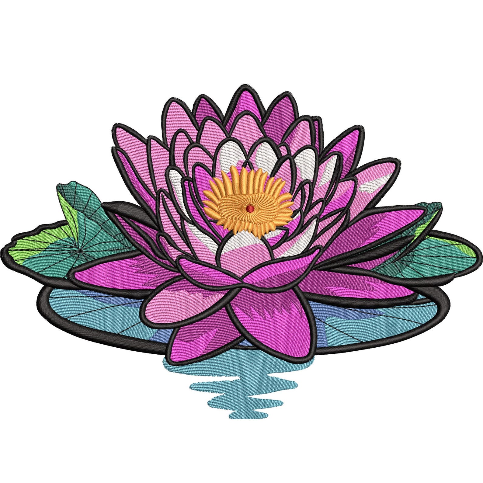Vibrant Lotus Flower Machine Embroidery Design: Floral Blossom ...