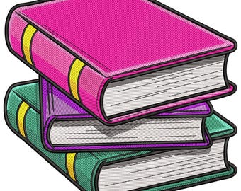 Stack of Books Embroidery Design,  Reading Embroidery Design, Reading Embroidery File, Book Club Embroidery File