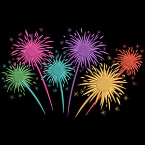 Colorful Fireworks Embroidery Design, Disney Fireworks Embroidery Machine File, Digital Embroidery File, Machine Embroidery Design