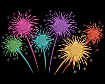 Colorful Fireworks Embroidery Design, Disney Fireworks Embroidery Machine File, Digital Embroidery File, Machine Embroidery Design