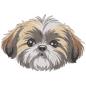 Shih Tzu Dog Face Embroidery Design, Dog Face Machine Embroidery File, Machine Embroidery Design, Little Toy Dog Embroidery Instant File