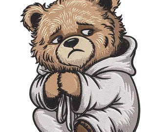 Sad Teddy Bear Embroidery Design, Sitting Baby Teddy Bear Embroidery File, Machine Embroidery Design, Bear Embroidery Design, Teddy Bear