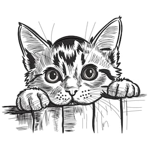 Peeking Cat Embroidery Design, Cute black cat face Machine Embroidery File, Small Mini Cat Machine Embroidery File Pes, cnd, dgt, emb, hus